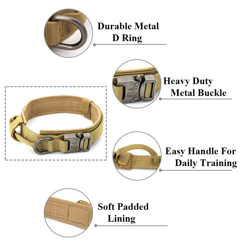 Adjustable Nylon Tactical Dog Collar And Leash Set