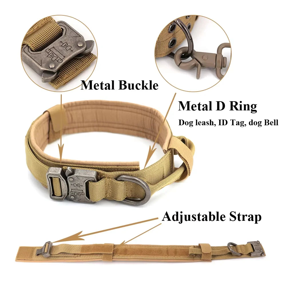 Adjustable Nylon Tactical Dog Collar And Leash Set