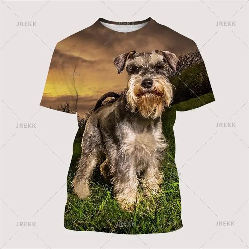 Schnauzer Dog Graphic T Shirt For Men 3D Print Streetwear