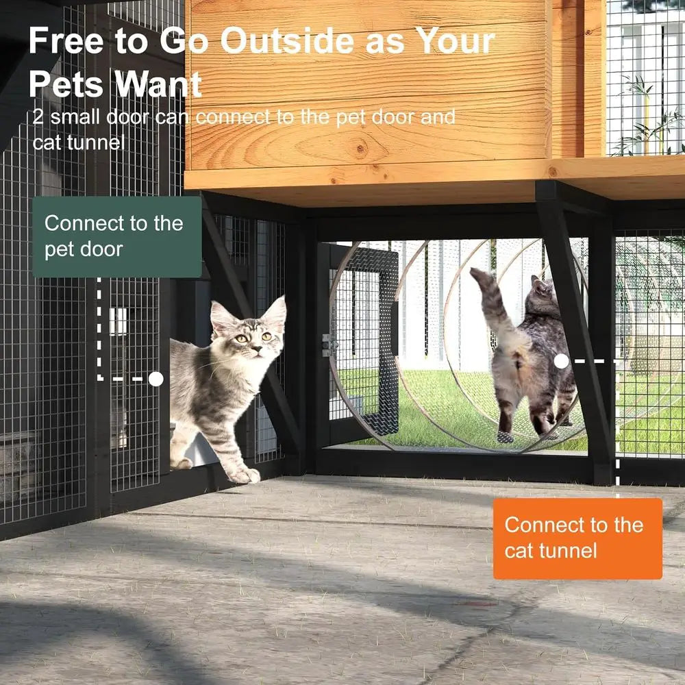 Weather Resistant Outdoor Cat Catio Enclosure With Waterproof Roof