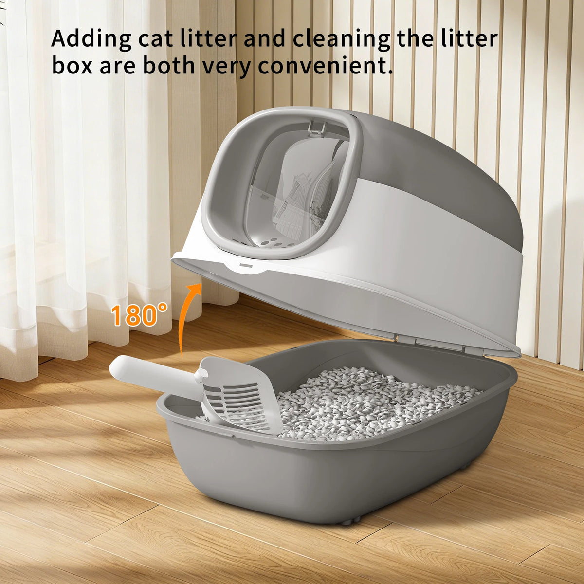 Switchable Open Semi Enclosed Cat Litter Box Splash Proof Design