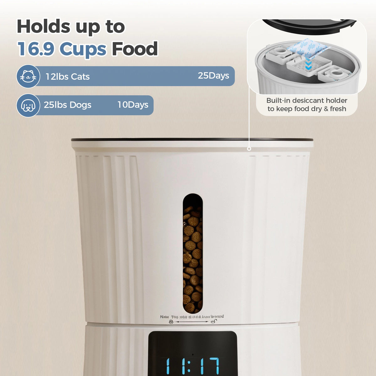 Smart Automatic Cat Feeder With App Control Dual Power Supply
