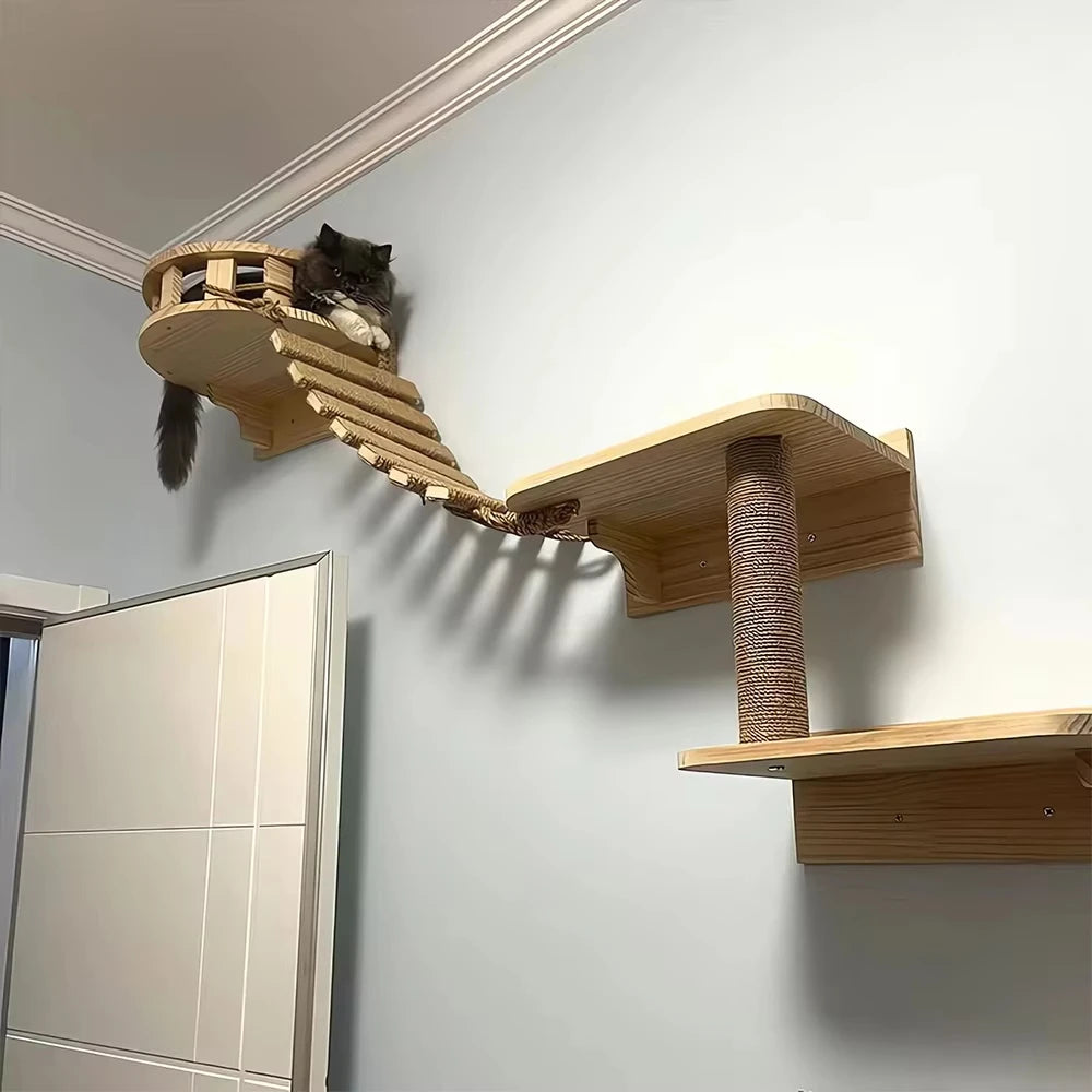 CWV Wooden Sisal Cat Bridge Ladder For Indoor Pets