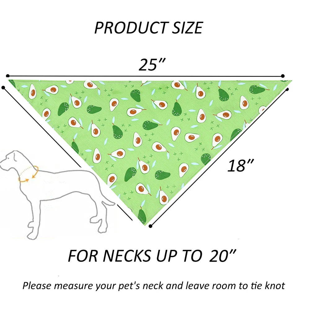 Washable Soft Cloth Fruit Floral Dog Bandana With Adjustable Strap