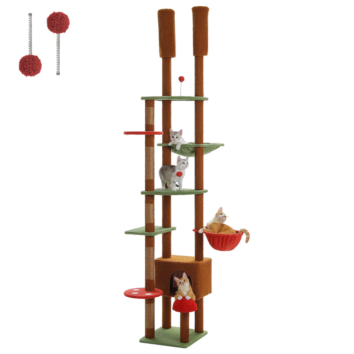 PAWZ Road Height Adjustable Wooden Cat Tower With Hammock