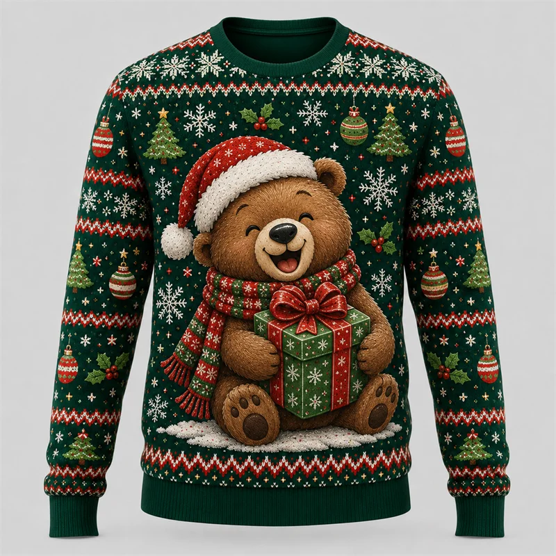 Cute Animal Christmas Graphic Sweatshirt For Unisex Holiday Wear