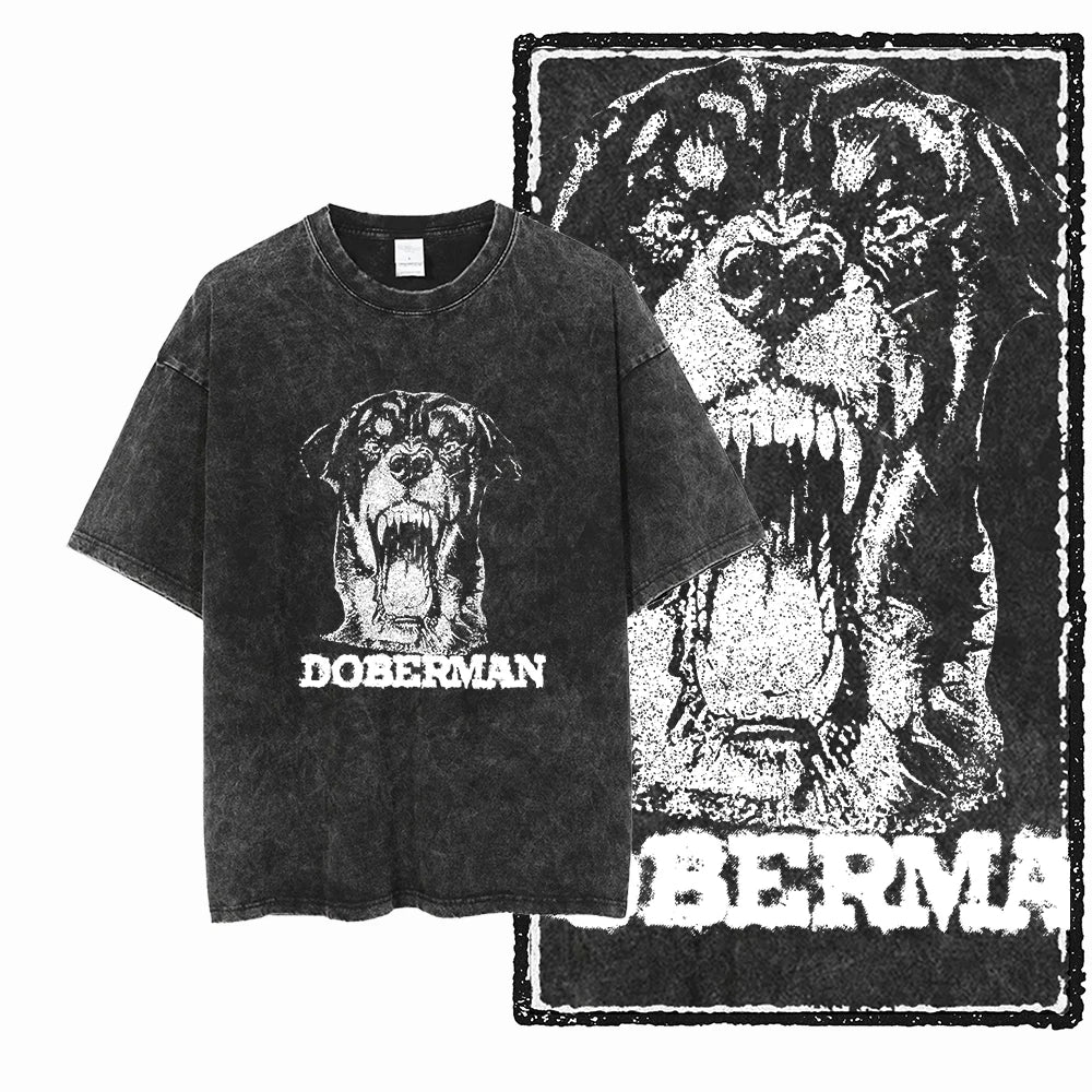 The Coolmind Doberman Graphic Printed Cotton Unisex Streetwear T Shirt