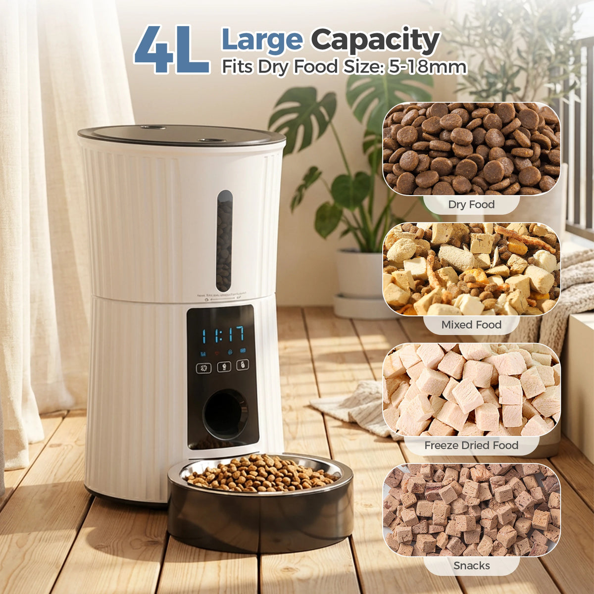 Smart Automatic Cat Feeder With App Control Dual Power Supply