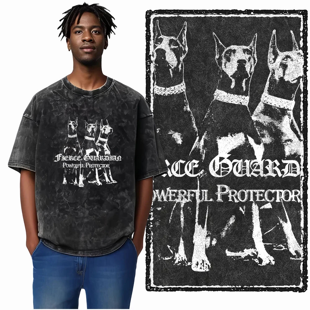 The Coolmind Doberman Graphic Printed Cotton Unisex Streetwear T Shirt