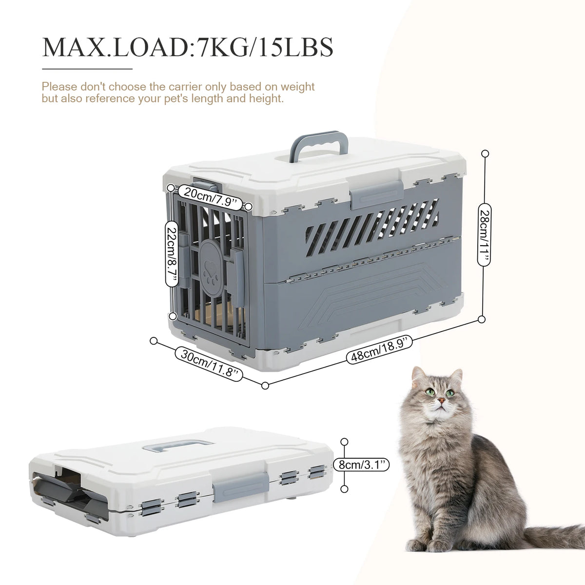 PAWZ Road Foldable Pet Travel Carrier With Secure Locking Door