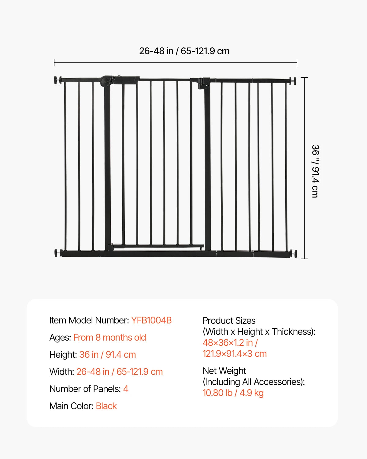 SucceBuy Baby Gate Walk Thru With Pressure Mount Barrier