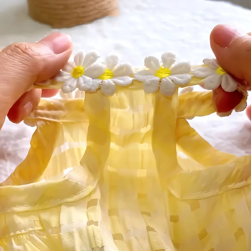 Small Dog Skirt Floral Wreath Collar Breathable Pet Dress