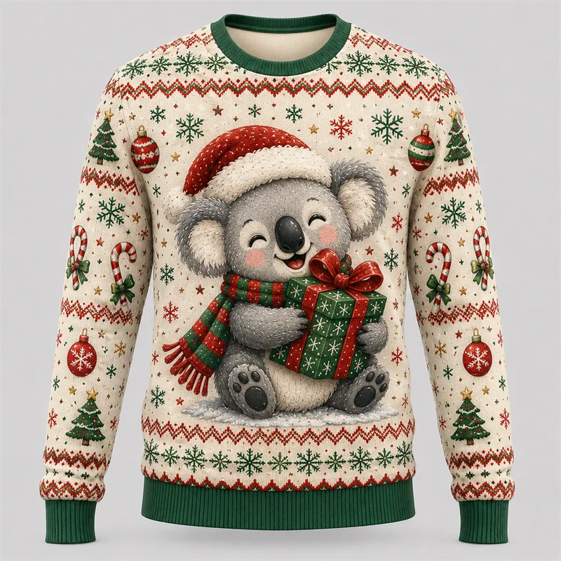 Cute Animal Christmas Graphic Sweatshirt For Unisex Holiday Wear