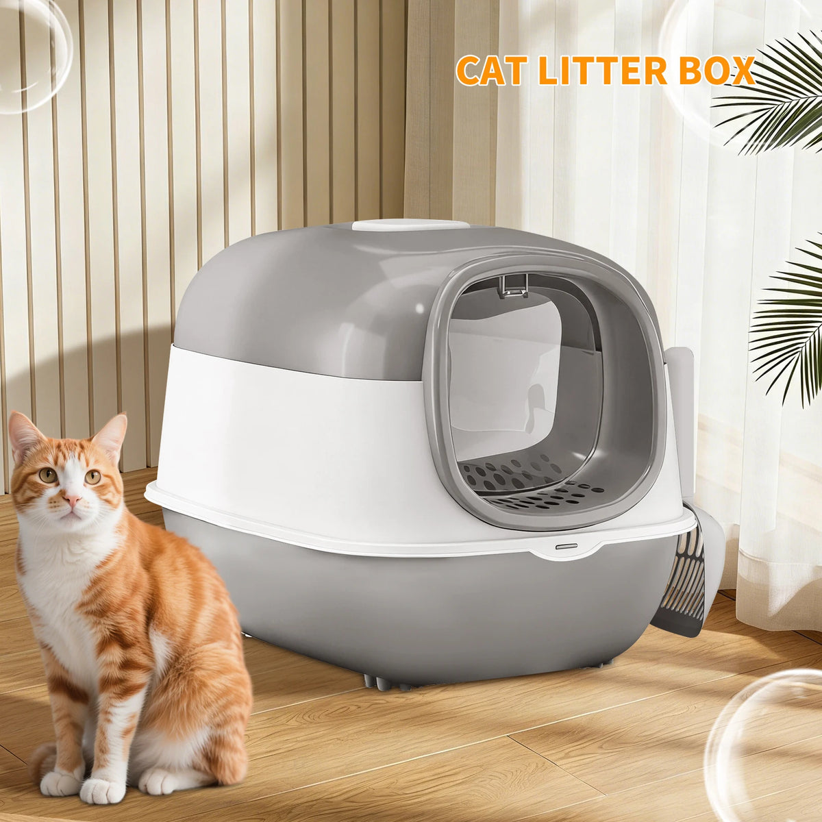 Switchable Open Semi Enclosed Cat Litter Box Splash Proof Design