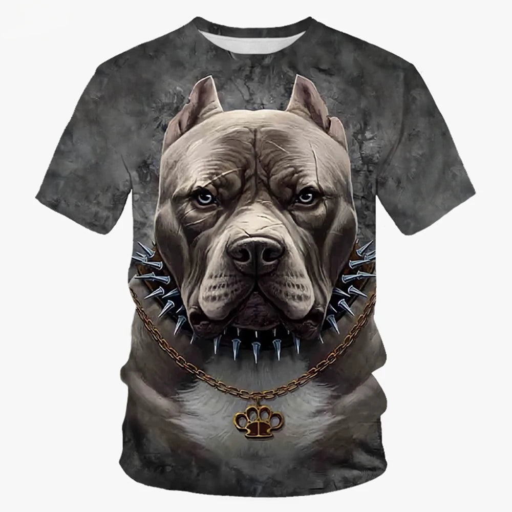 Cute 3D Dog Print Mens Casual Summer Short Sleeve Shirt