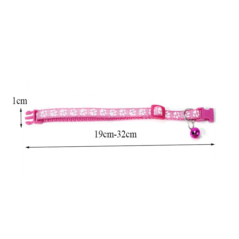 Adjustable Cat Collar With Attached Bell And Ribbon Design