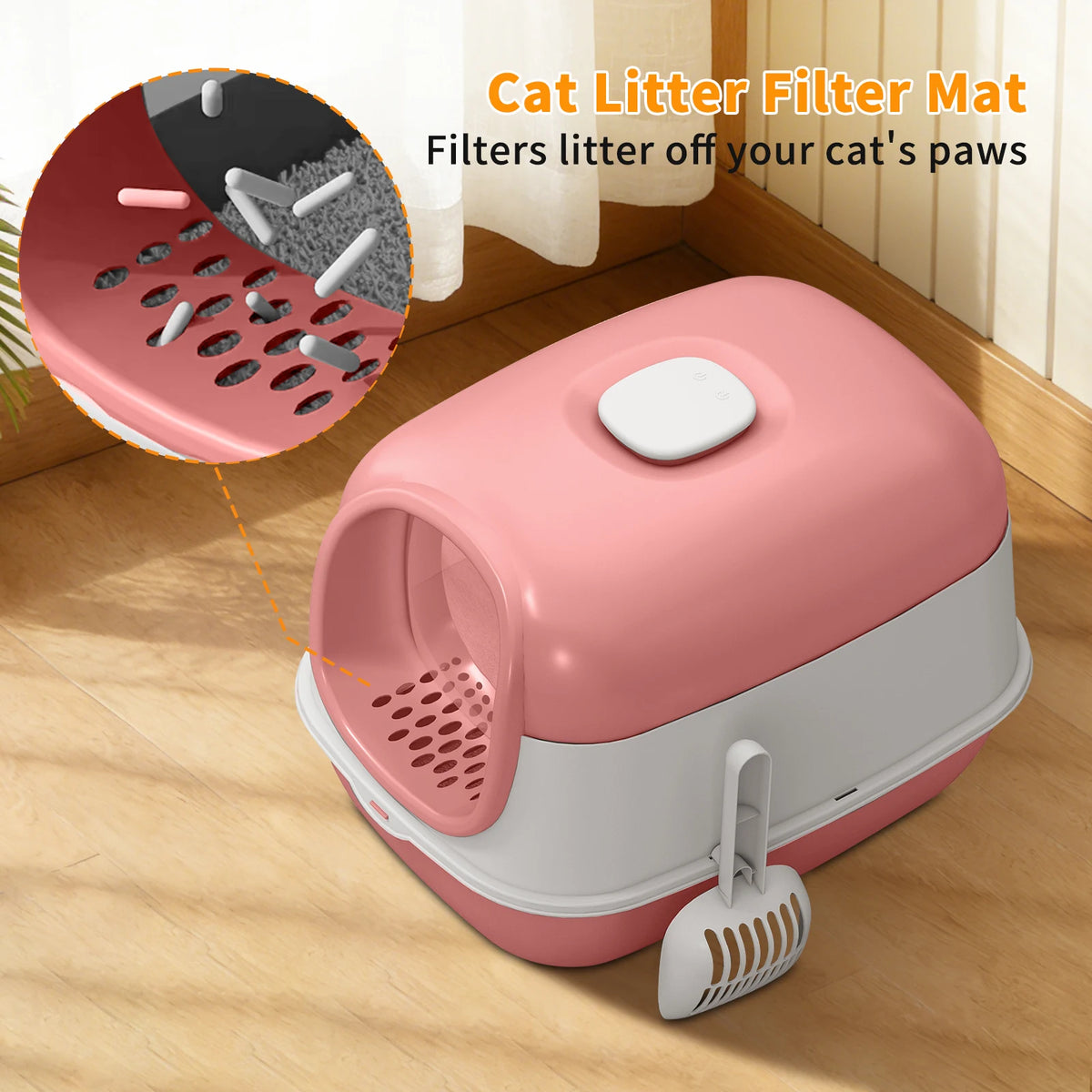 Switchable Open Semi Enclosed Cat Litter Box Splash Proof Design