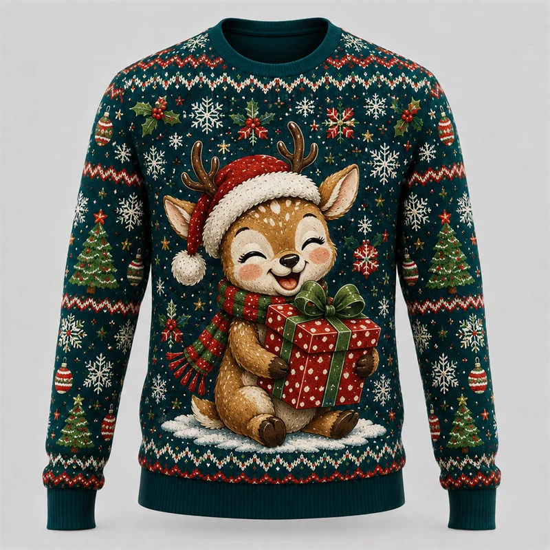 Cute Animal Christmas Graphic Sweatshirt For Unisex Holiday Wear