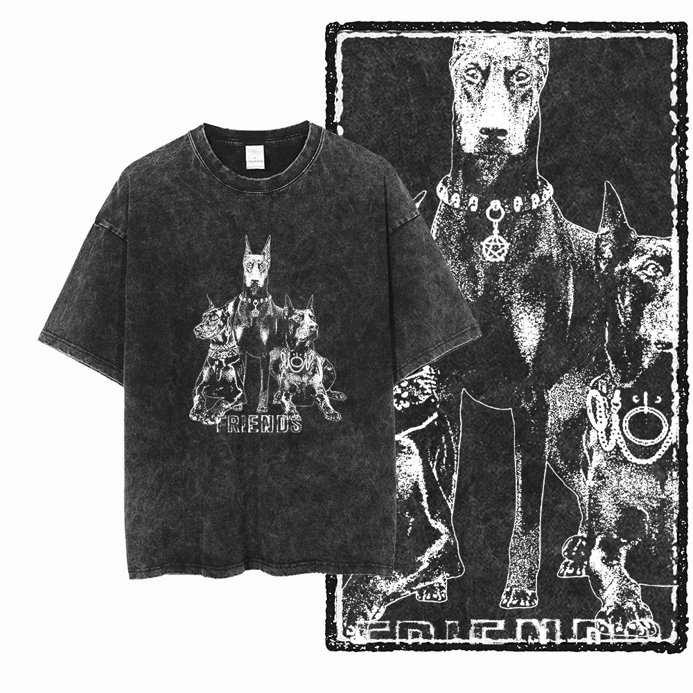 The Coolmind Doberman Graphic Printed Cotton Unisex Streetwear T Shirt