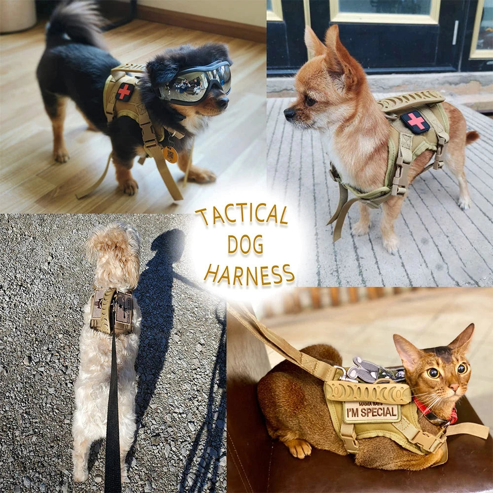 Adjustable Nylon Tactical Pet Harness And Leash Set