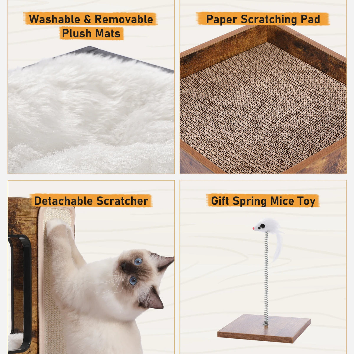 PAWZ Road Wooden Cat Condo Tower With Removable Soft Mat