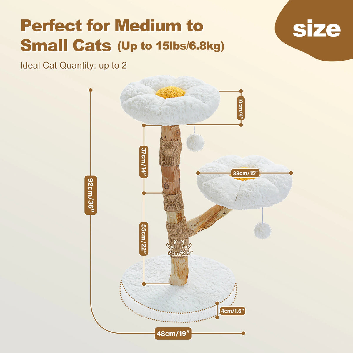 PAWZ Road Flower Cat Tree Wooden Tower Sisal Scratching Post