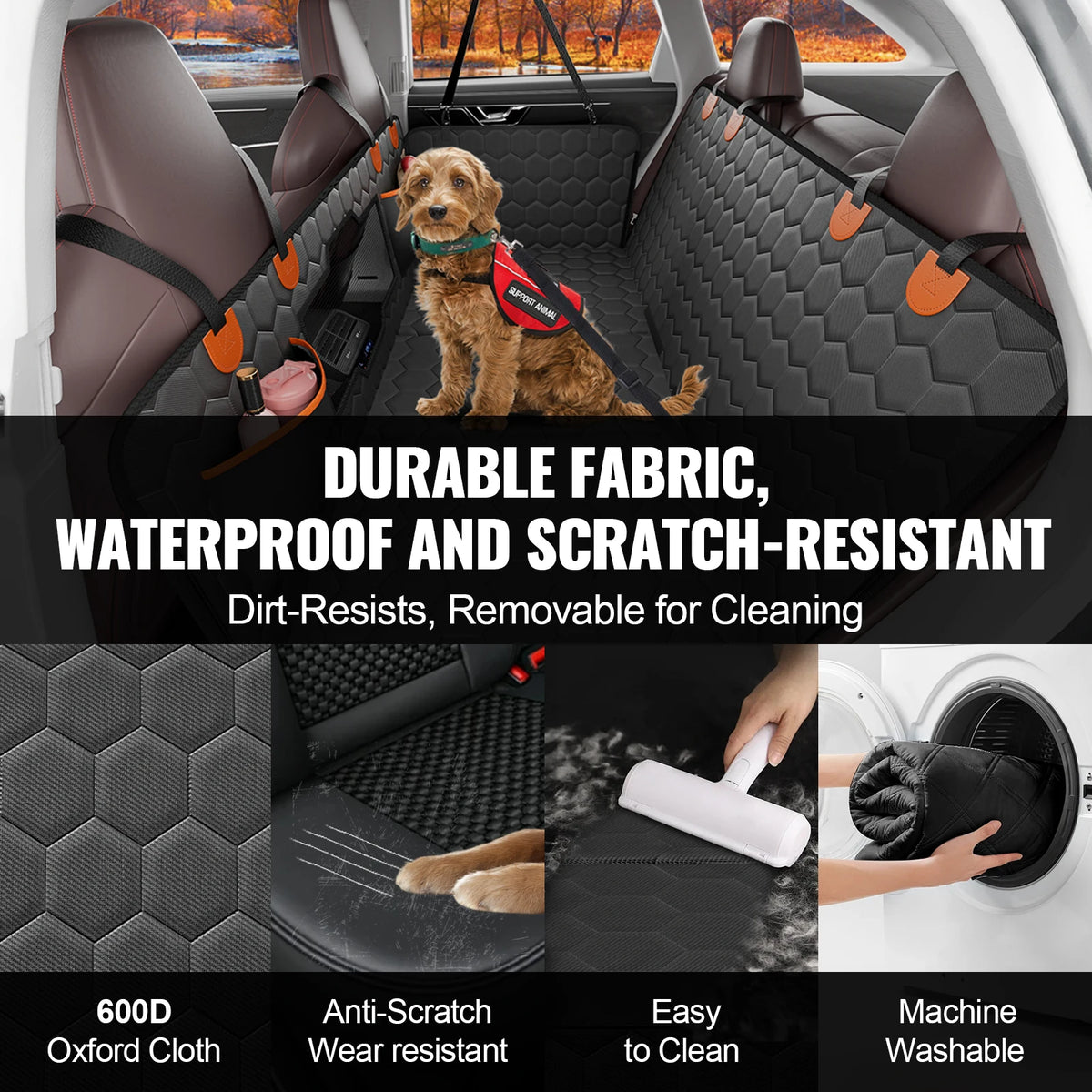 SucceBuy Dog Back Seat Extender Bed Mesh Window Storage Pocket