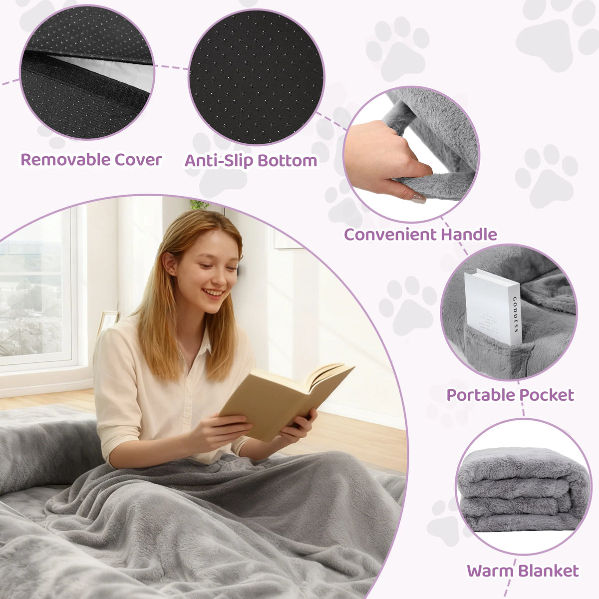 Premium Orthopedic Faux Fur Human Dog Bed With Washable Cover