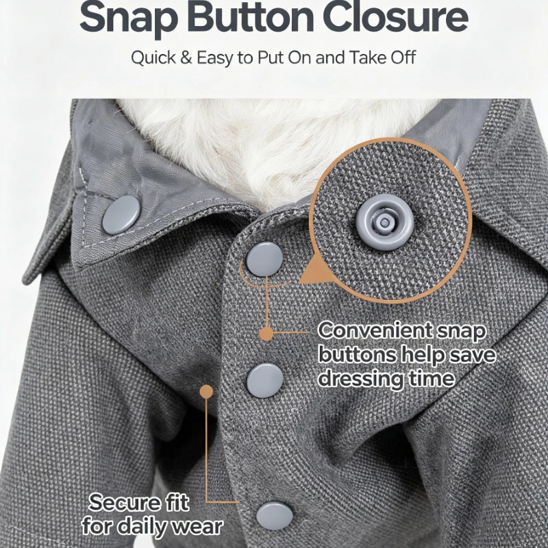 Collared Wool Dog Coat With Rivet Details And Warm Lining