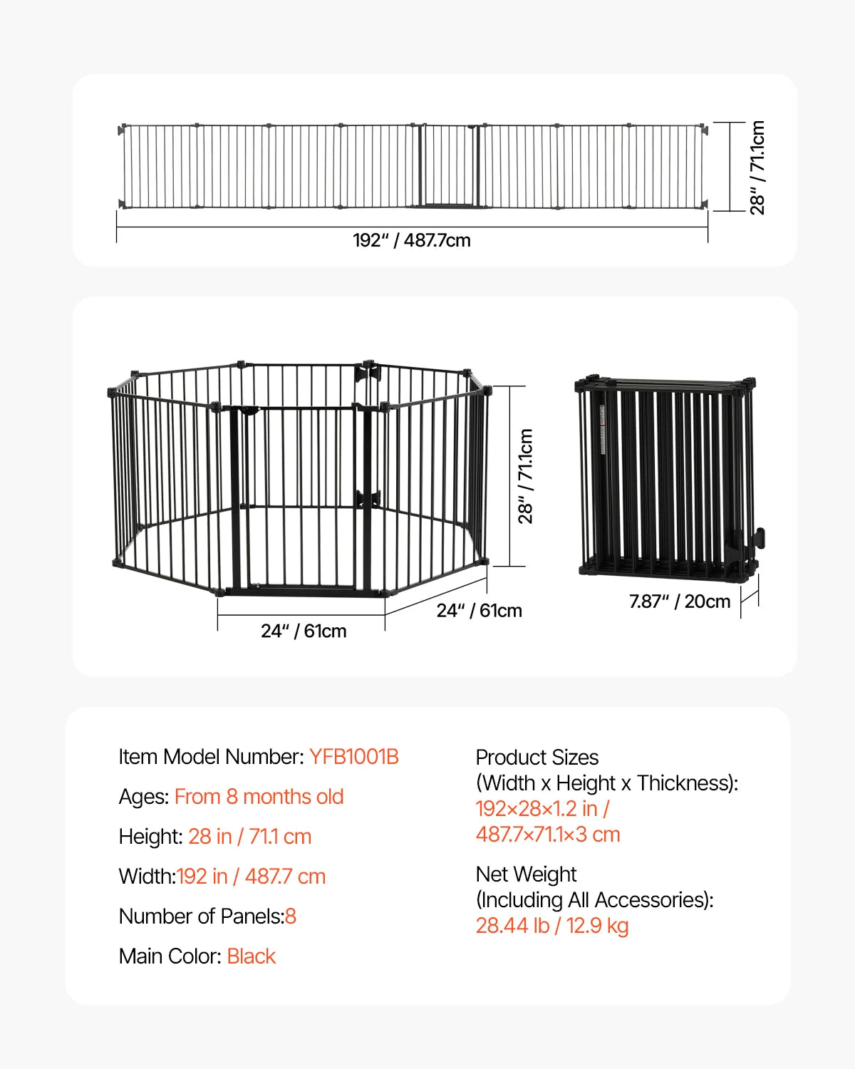 SucceBuy Baby Gate Walk Thru With Pressure Mount Barrier