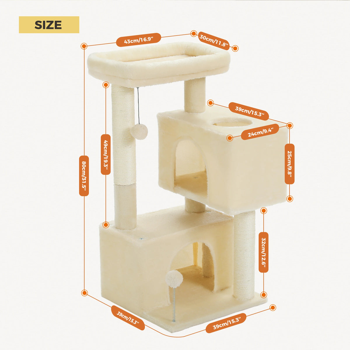 PAWZ Road Multi Level Cat Tower With Sisal Scratching Posts
