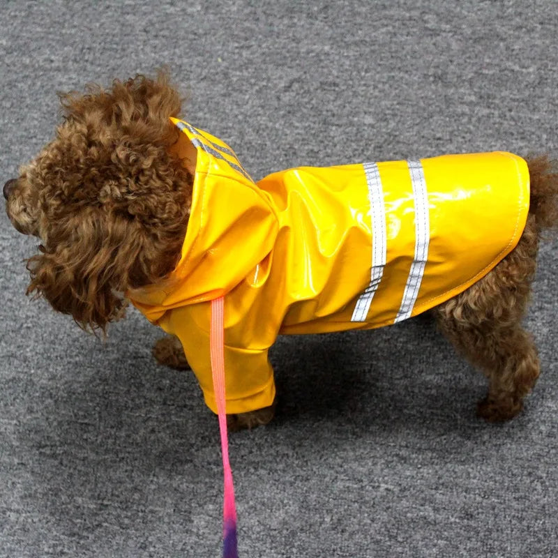 Waterproof Pet Raincoat With Reflective Hood For Small Pets