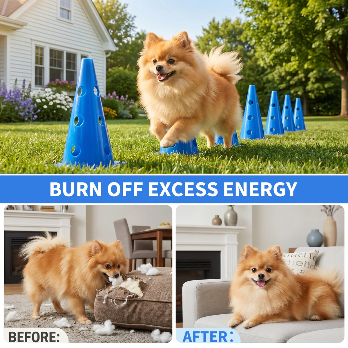 Dog Agility Training Set With Adjustable Hurdles And Training Cones