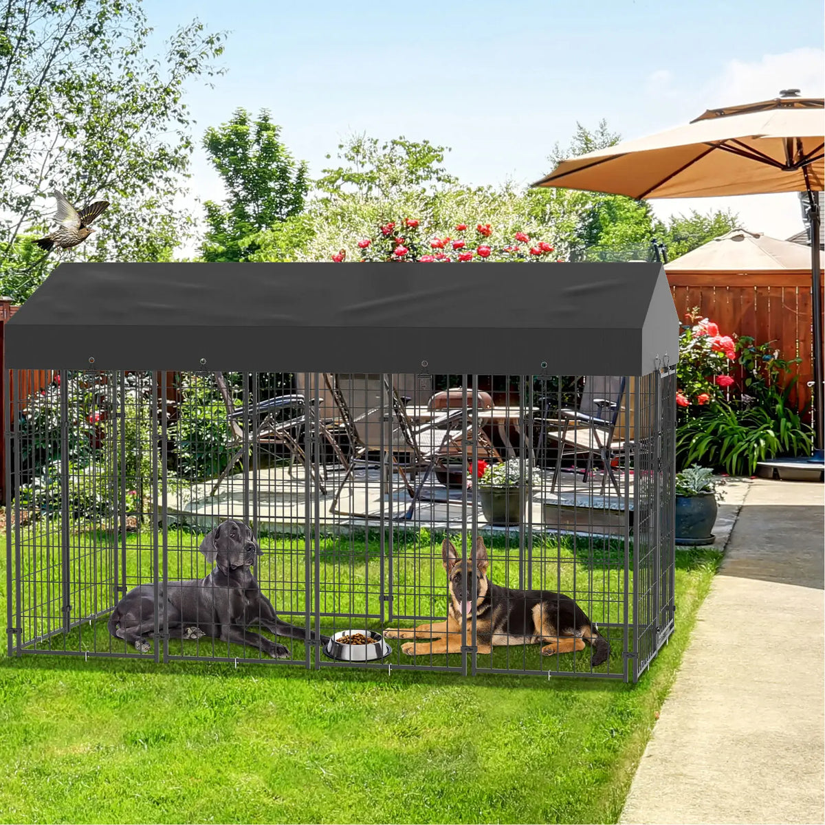 Durable Iron Outdoor Dog Cage Playpen Enclosure With Roof