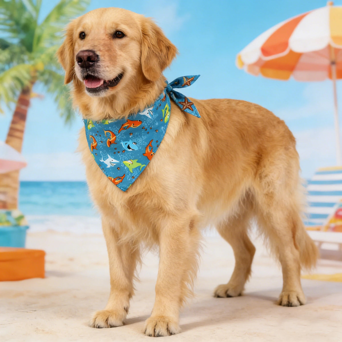 Washable Soft Cloth Fruit Floral Dog Bandana With Adjustable Strap