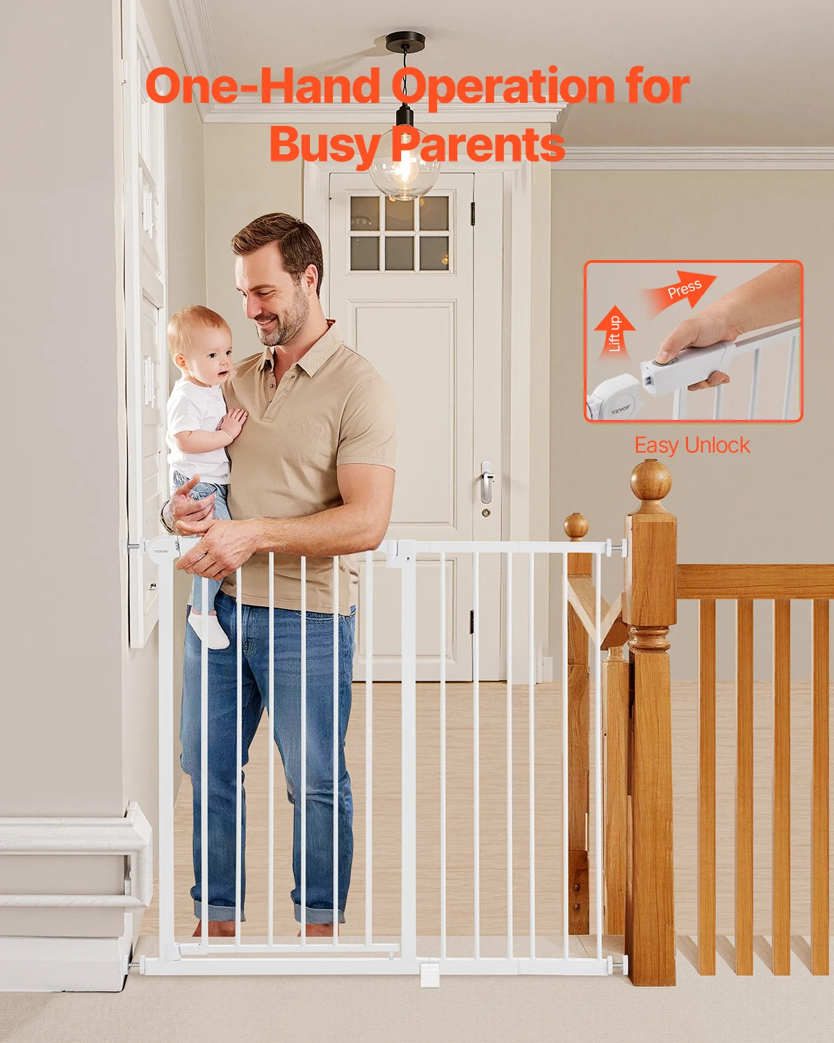 SucceBuy Baby Gate Walk Thru With Pressure Mount Barrier
