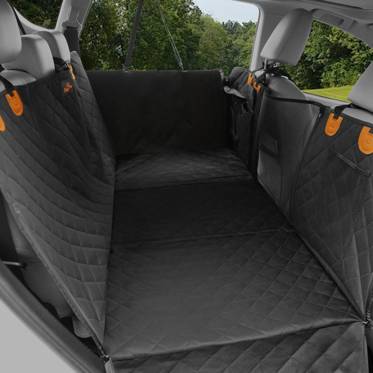 Borwart Waterproof Dog Car Seat Cover Back Seat Hammock Storage