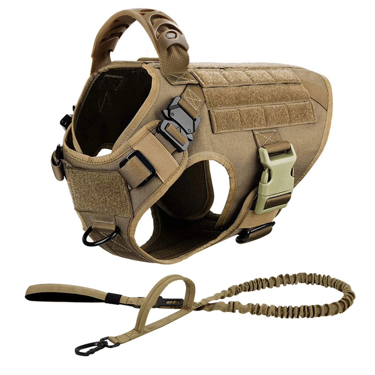 Padded Nylon Dog Harness And Leash Set With Buckle Closure