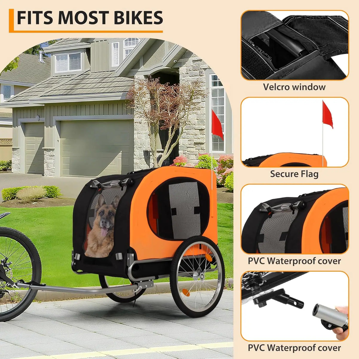 Twister.Ck Premium Foldable Dog Bike Trailer With Quick Release Wheels
