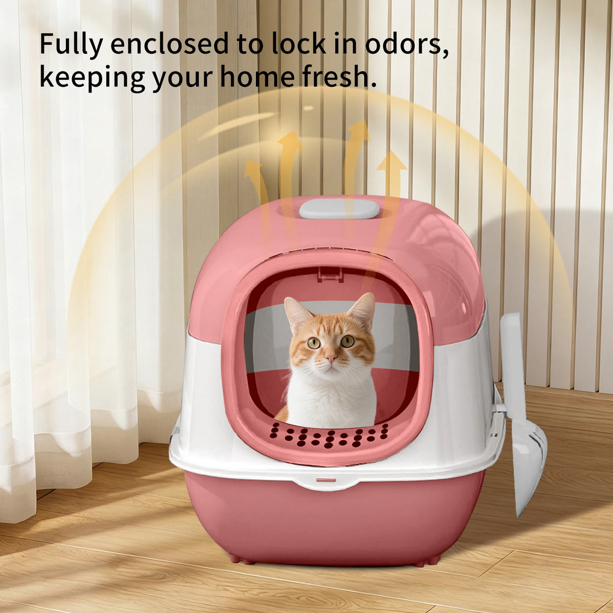 Switchable Open Semi Enclosed Cat Litter Box Splash Proof Design
