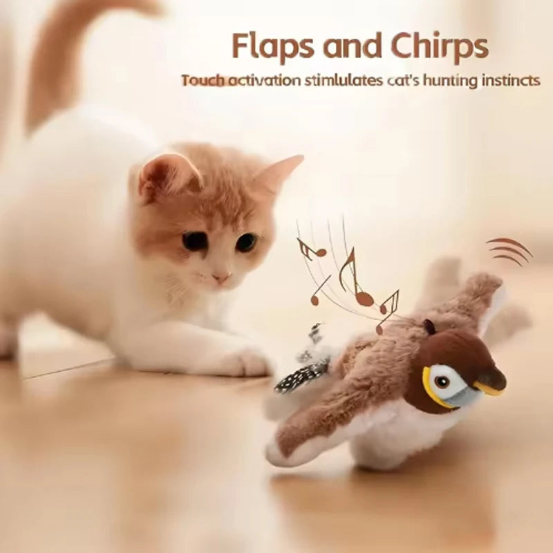 Touch Activated Plush Simulated Bird Interactive Cat And Dog Toy