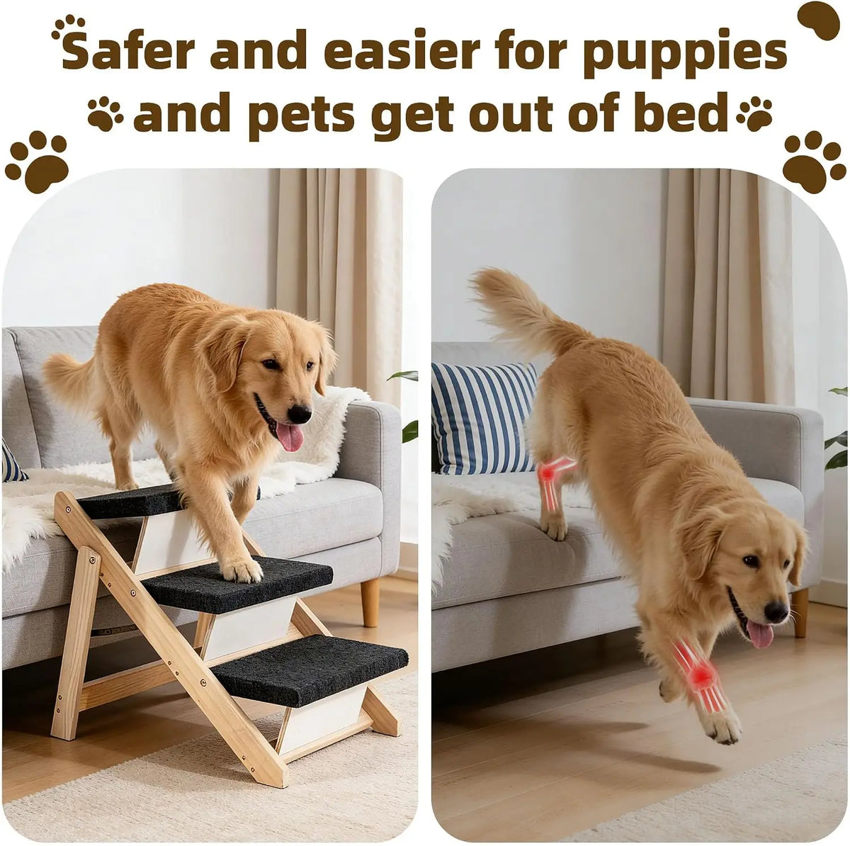 Foldable Wood Pet Stairs Ramp For Dogs Portable Bed Ladder