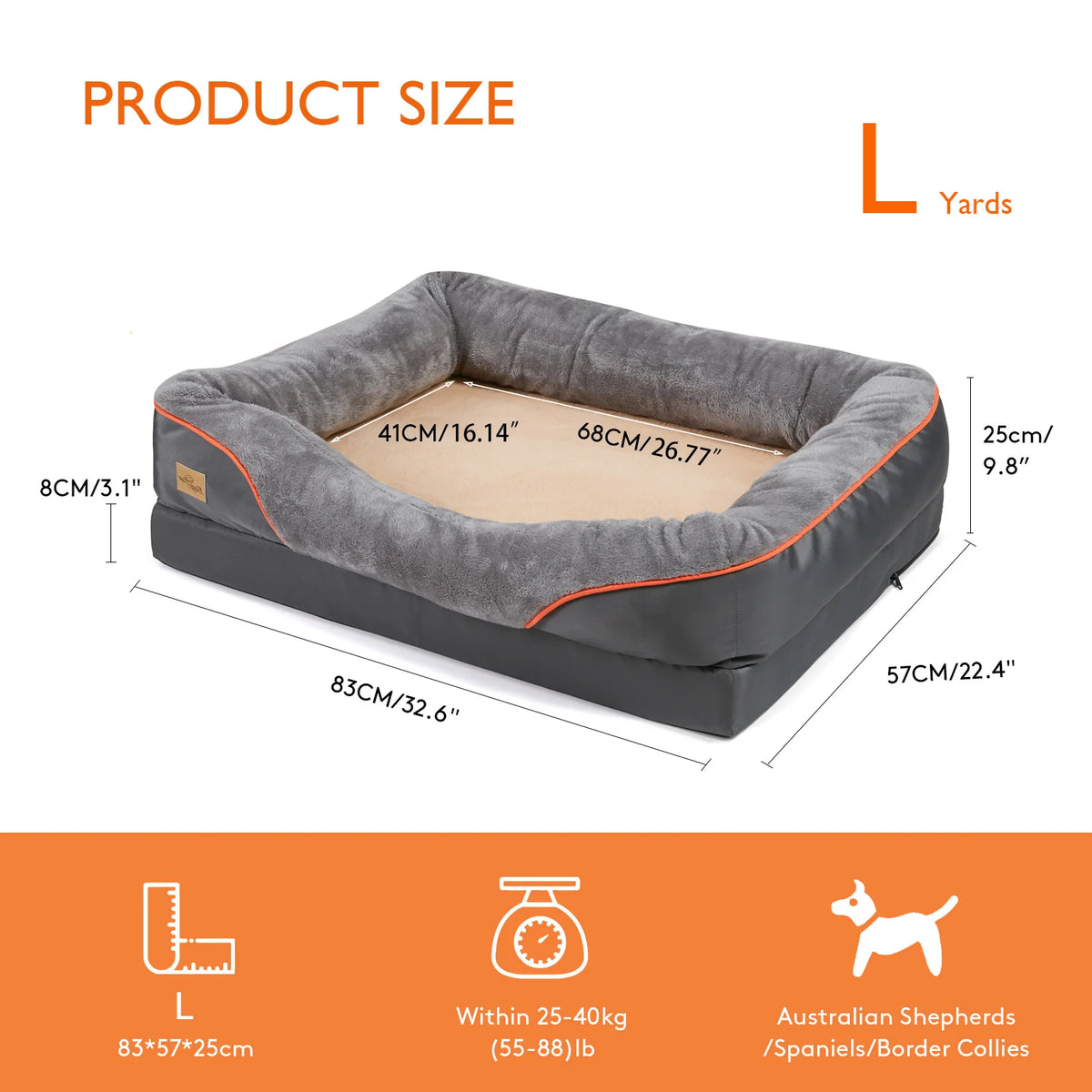 Bingopaw Waterproof Fleece Dog Bed With Removable Washable Cover