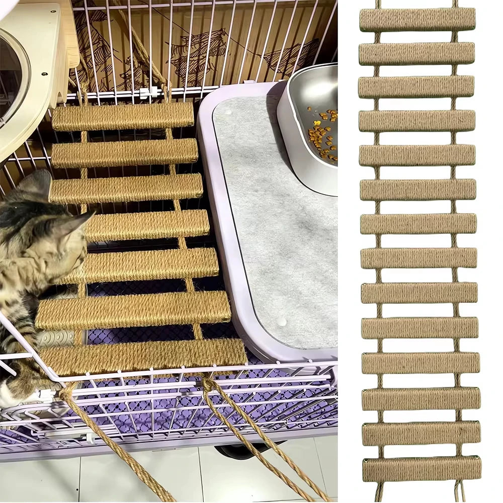 CWV Wooden Sisal Cat Bridge Ladder For Indoor Pets
